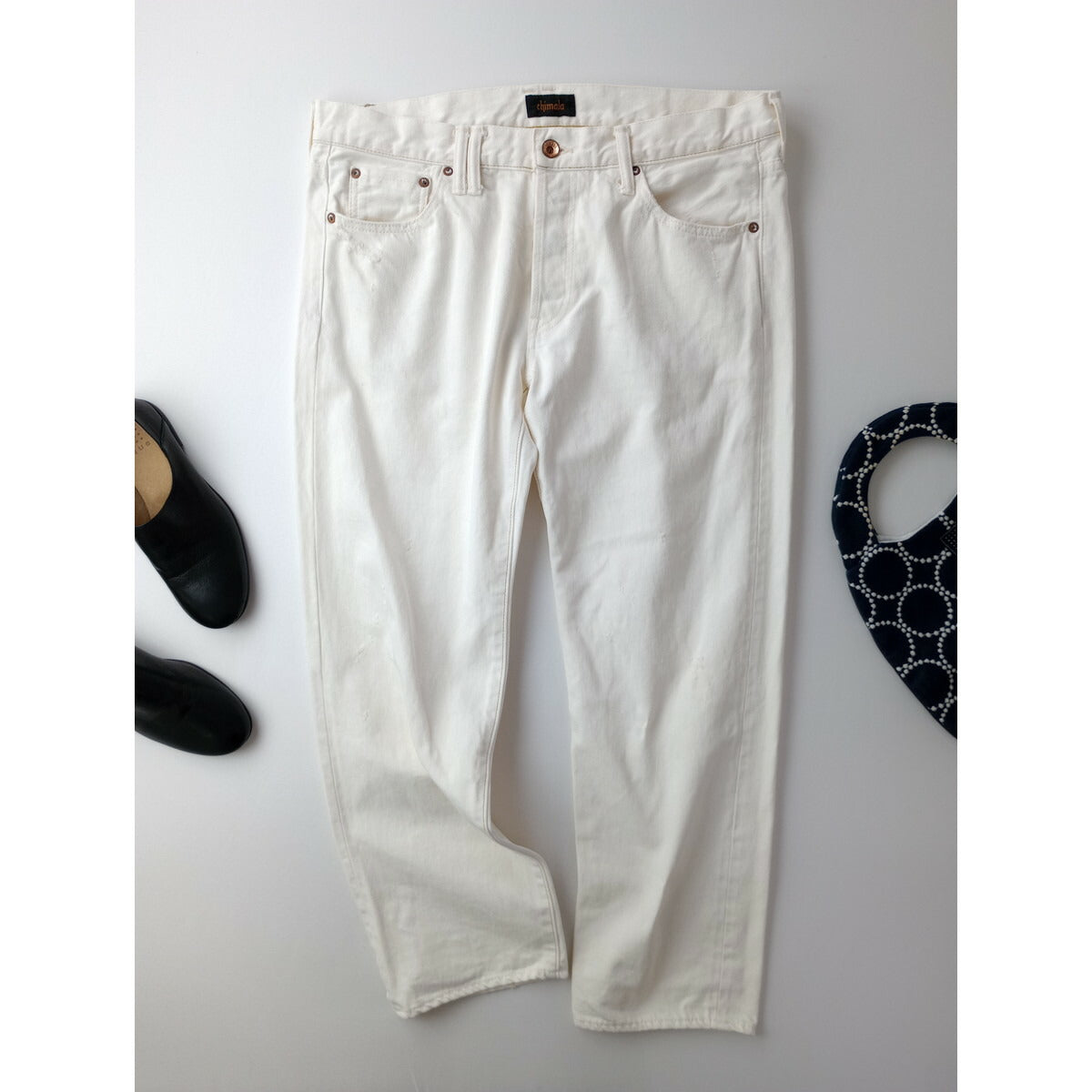 chimala チマラ ヴィンテージ加工 ホワイト デニム パンツ ダメージ加工 白 31【中古】