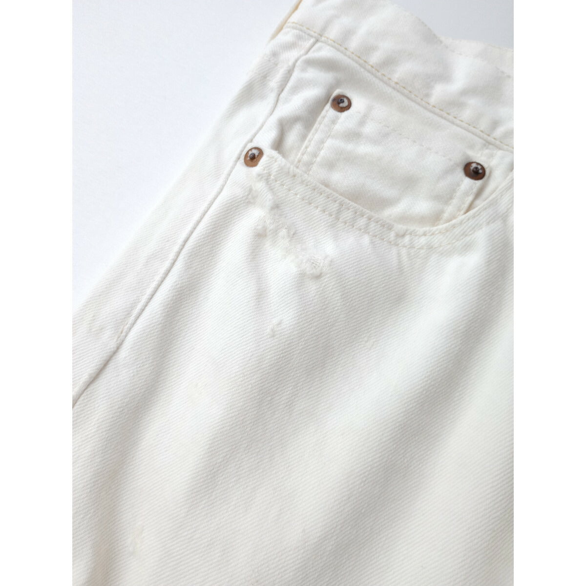 chimala チマラ ヴィンテージ加工 ホワイト デニム パンツ ダメージ加工 白 31【中古】
