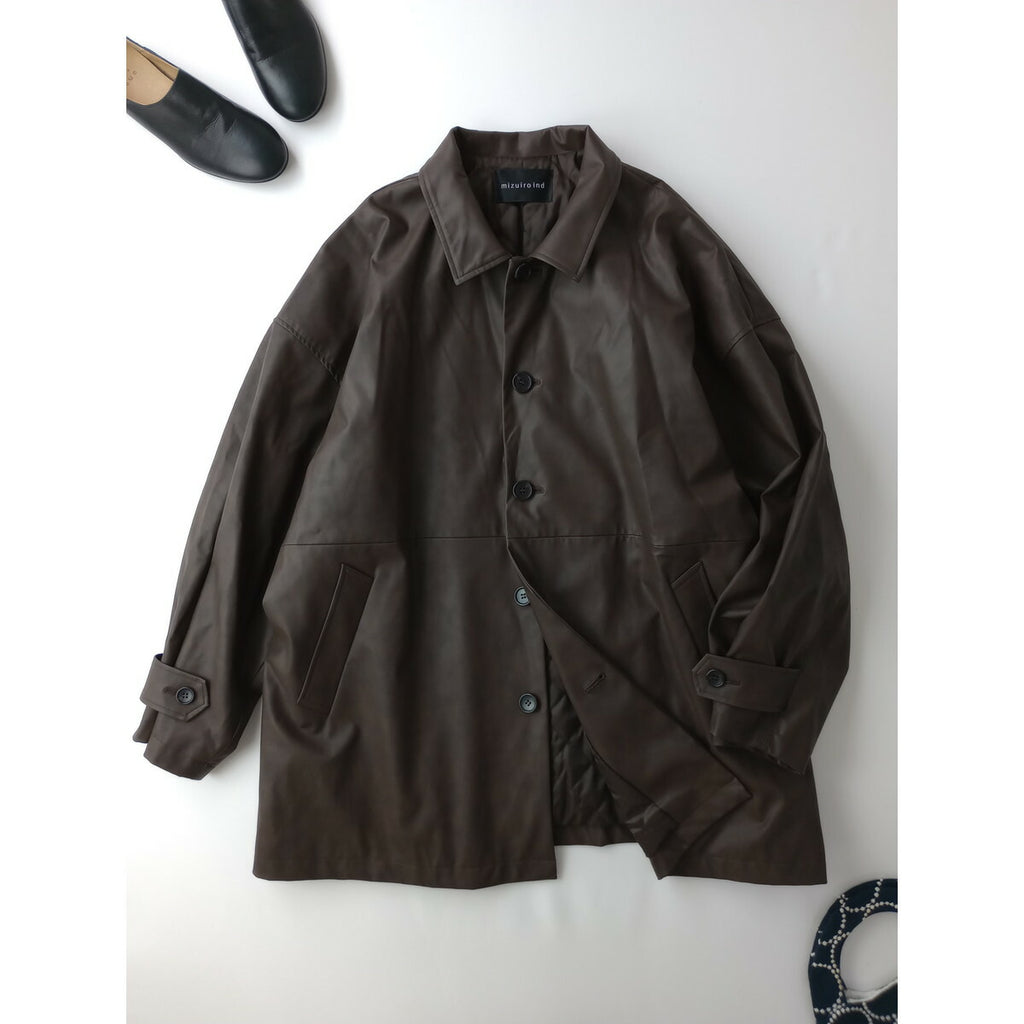 mizuiro ind ミズイロインド synthetic leather JK シンセティックレザー ジャケット ロング コート ダーク ブラウン【中古】
