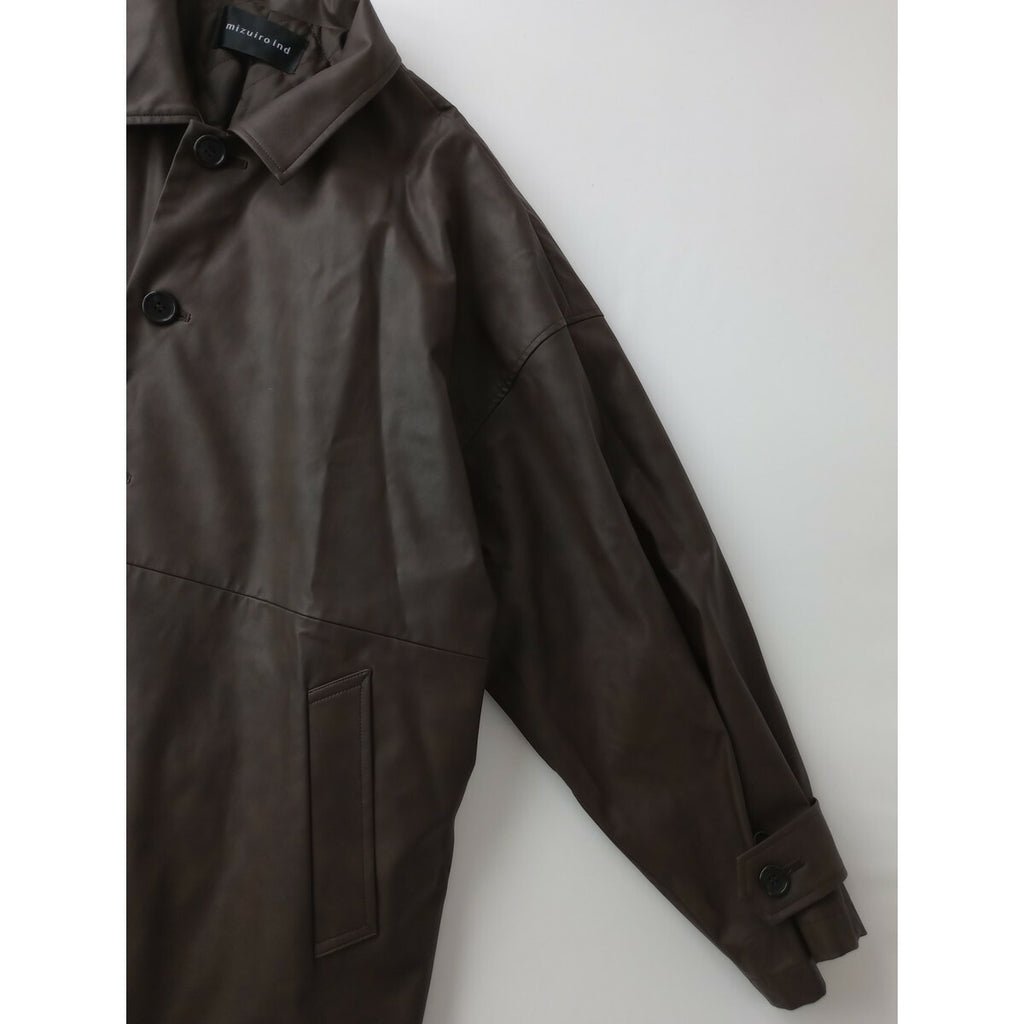 mizuiro ind ミズイロインド synthetic leather JK シンセティックレザー ジャケット ロング コート ダーク ブラウン【中古】