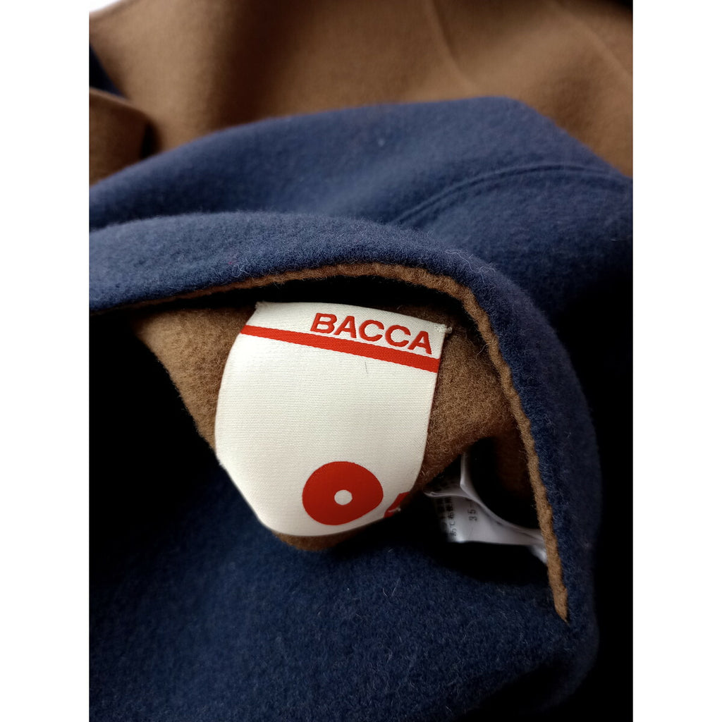 22AW BACCA バッカ トゥモローランド シープ モッサ リバーウールリバーシブル ノーカラーロング コート ベージュ ネイビー 36 (20M＋0194)【中古】