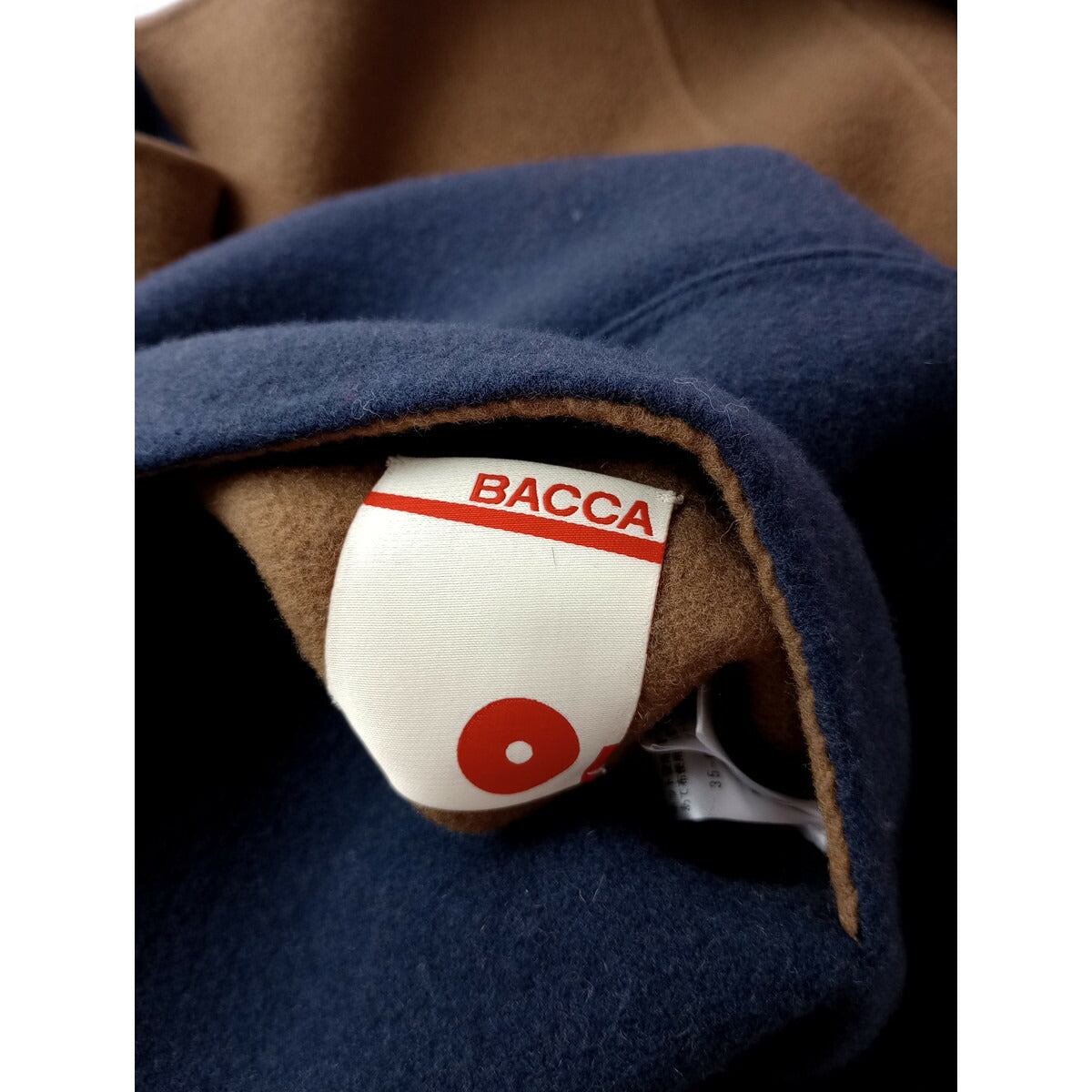 22AW BACCA バッカ トゥモローランド シープ モッサ リバーウールリバーシブル ノーカラーロング コート ベージュ ネイビー 36 (20M＋0194)【中古】