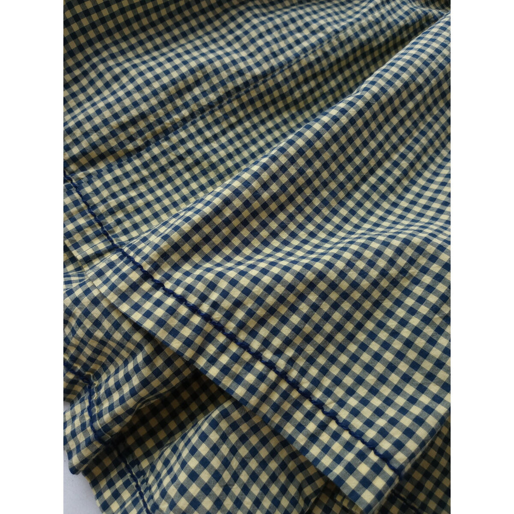 24SS homspun ホームスパン ハイカウント ギンガム チェック 柄 ロング スカート コットン 綿 100％ ネイビー 【中古】
