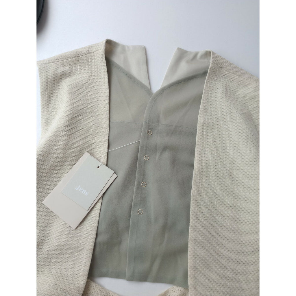 新品 Jens イェンス SHEER VEST DR 149 シアー ベスト 2 カーキ アイボリー