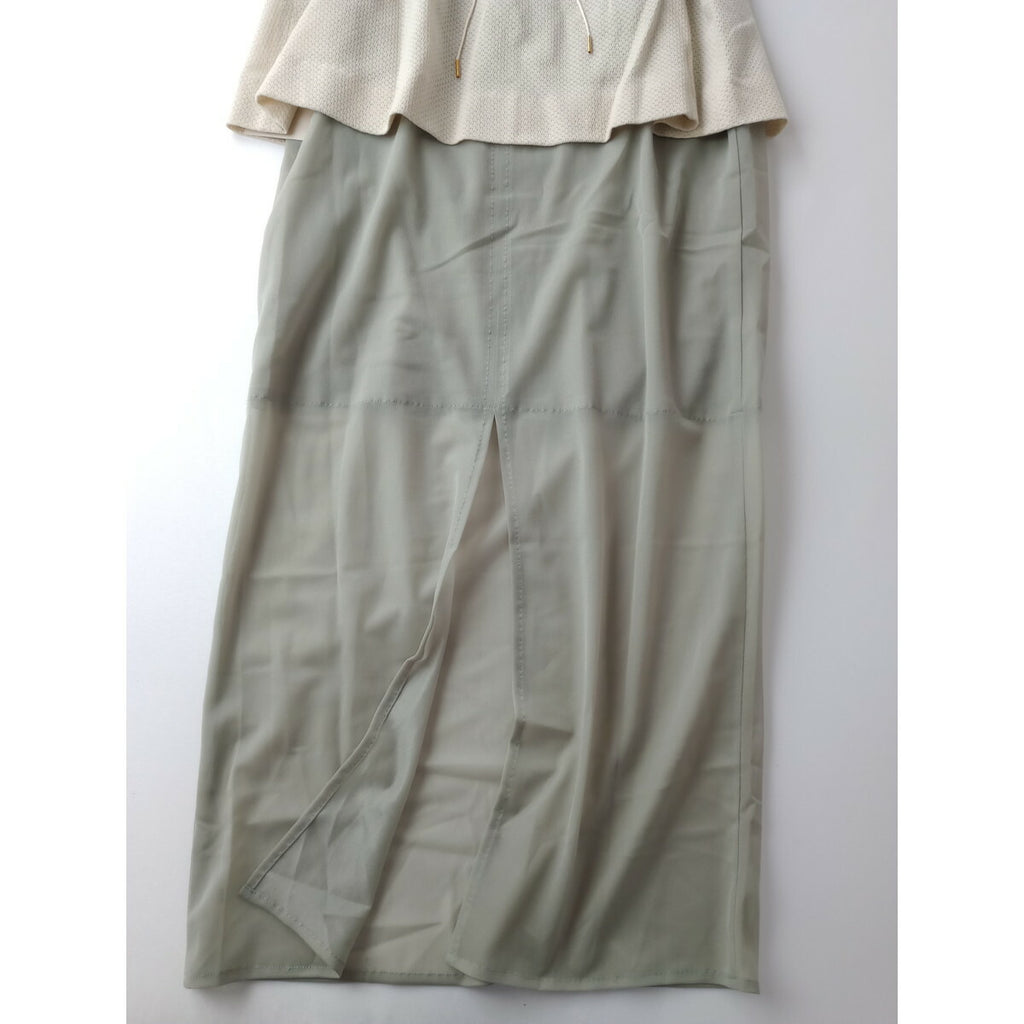 新品 Jens イェンス SHEER シアーロング ワンピース カーキ アイボリー