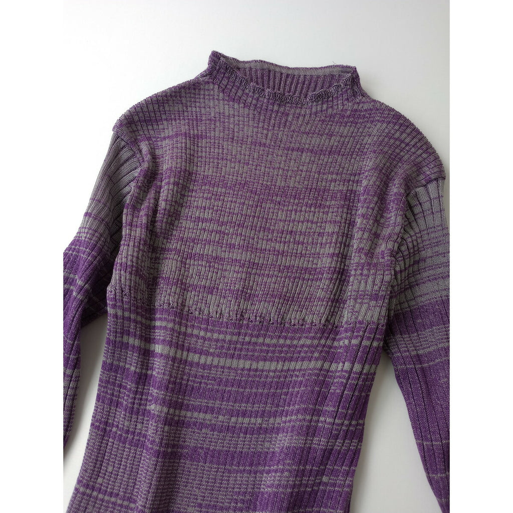 24SS Jens イェンス ウール 毛 混 リブ ニット ロング ワンピース パープル 1【中古】