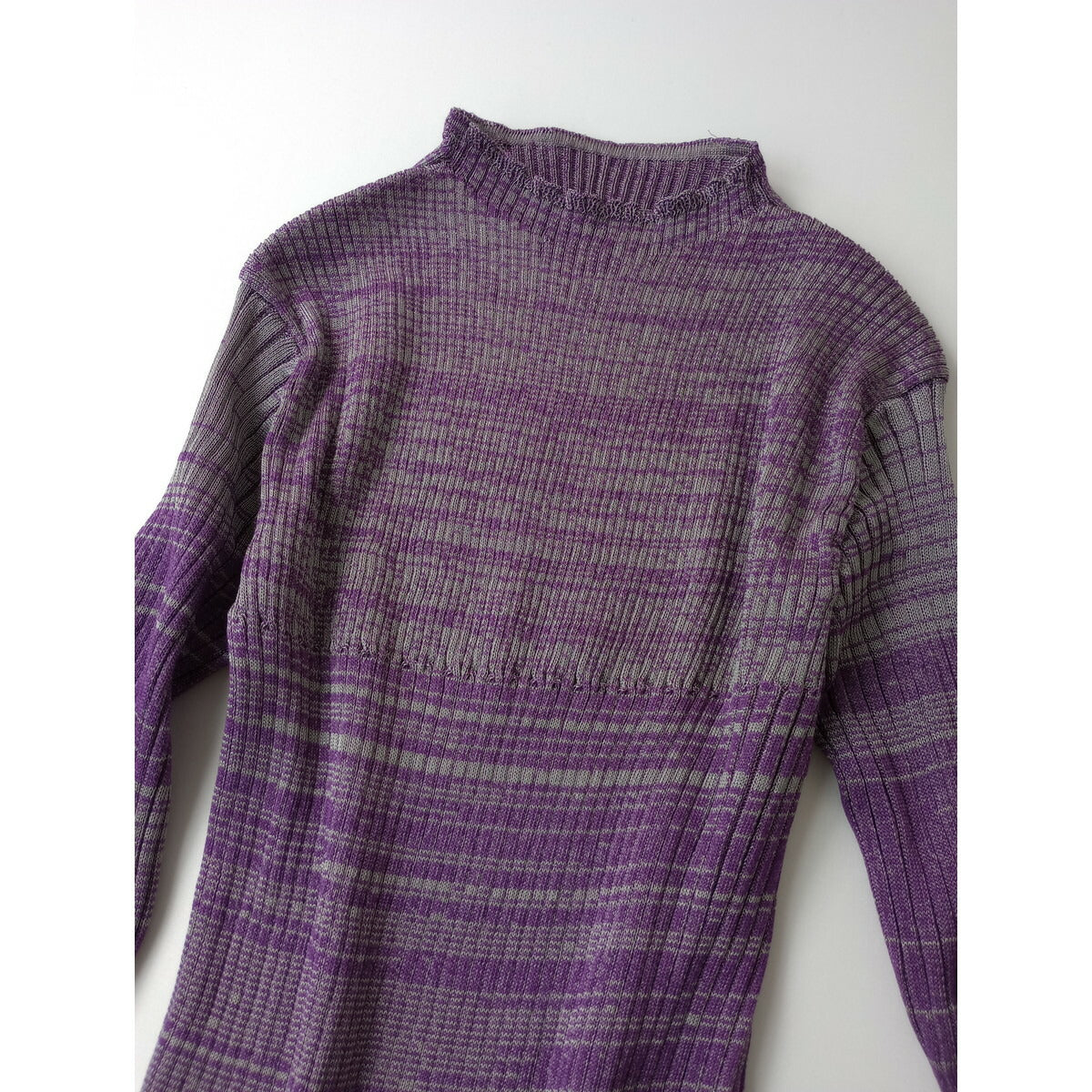 24SS Jens イェンス ウール 毛 混 リブ ニット ロング ワンピース パープル 1【中古】