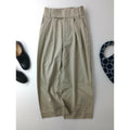 24AW MARGARET HOWELL マーガレットハウエル ORGANIC COTTON TWILL オーガニック コットン 100％ タック パンツ ベージュ 0【中古】