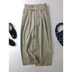 24AW MARGARET HOWELL マーガレットハウエル ORGANIC COTTON TWILL オーガニック コットン 100％ タック パンツ ベージュ 0【中古】
