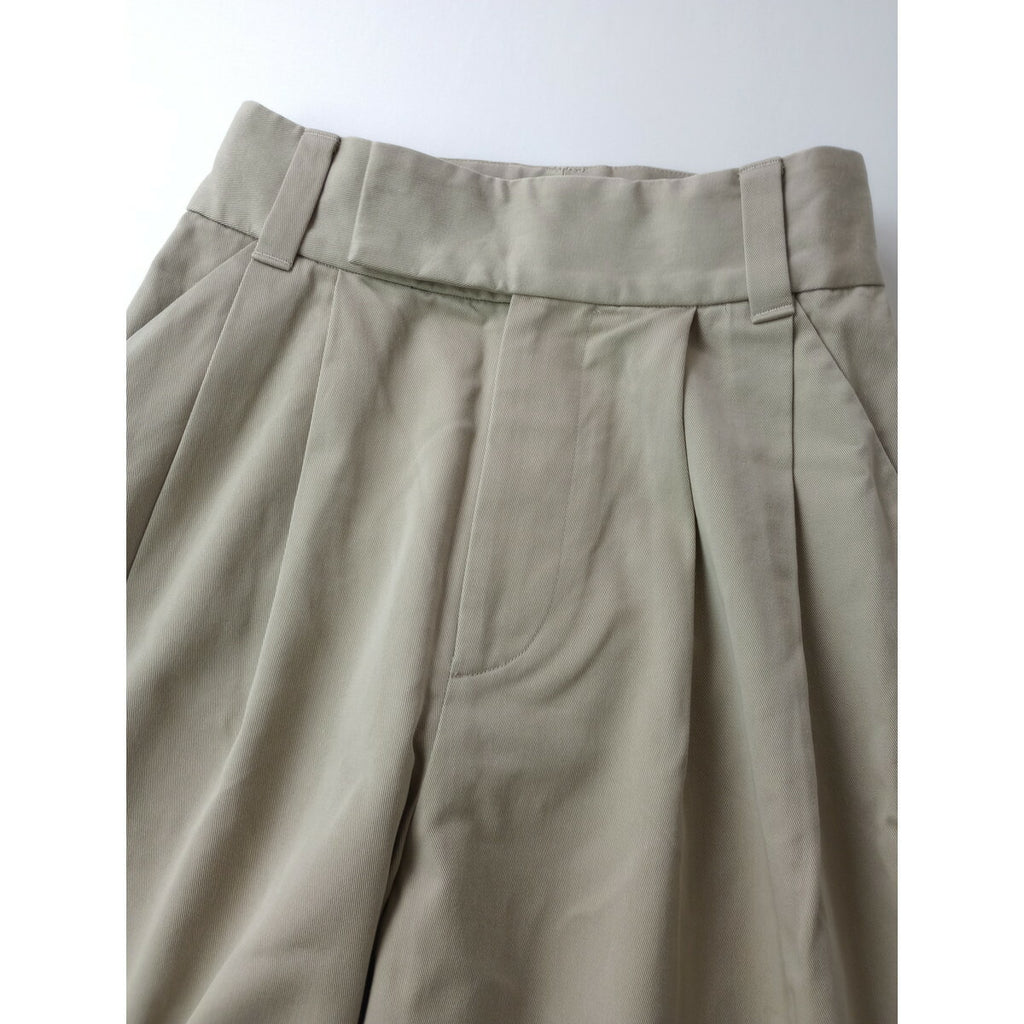 24AW MARGARET HOWELL マーガレットハウエル ORGANIC COTTON TWILL オーガニック コットン 100％ タック パンツ ベージュ 0【中古】