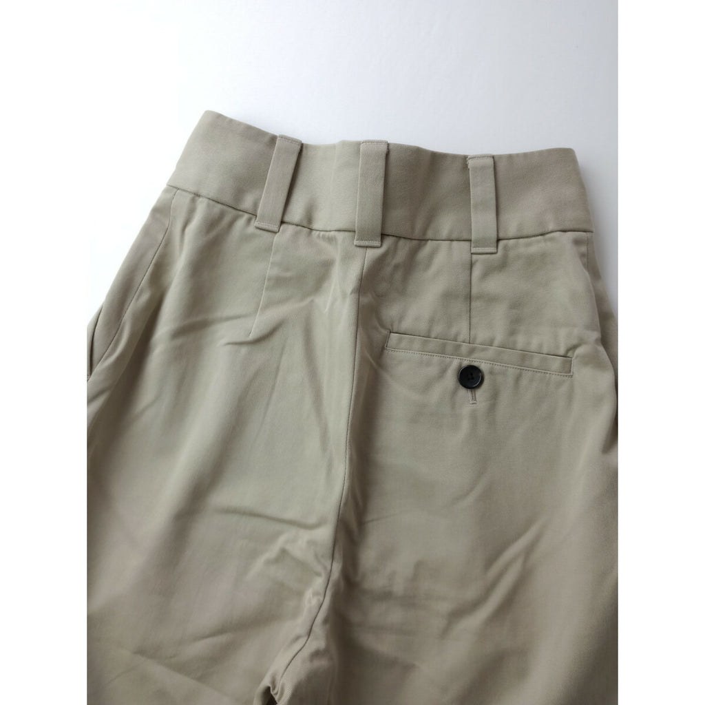 24AW MARGARET HOWELL マーガレットハウエル ORGANIC COTTON TWILL オーガニック コットン 100％ タック パンツ ベージュ 0【中古】