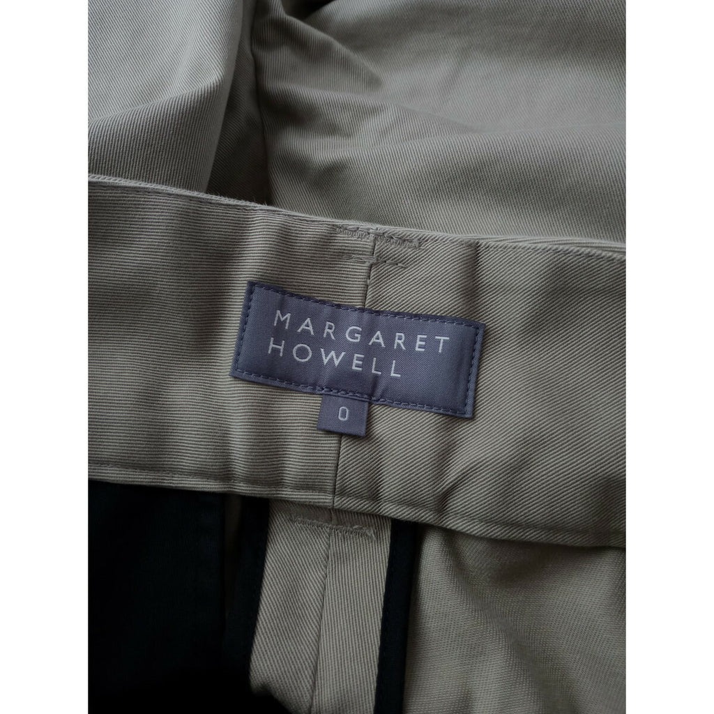 24AW MARGARET HOWELL マーガレットハウエル ORGANIC COTTON TWILL オーガニック コットン 100％ タック パンツ ベージュ 0【中古】