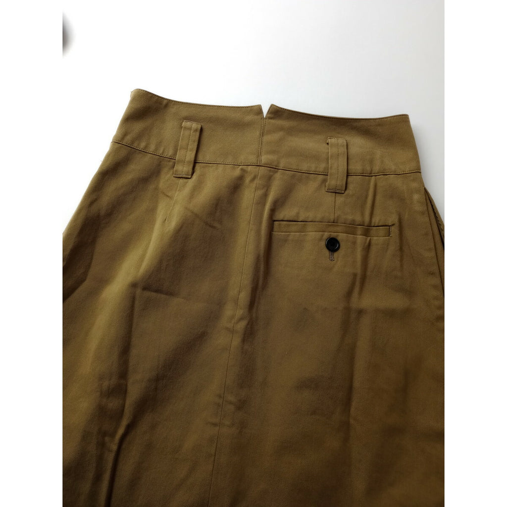 24SS MARGARET HOWELL マーガレットハウエル COTTON TWILL コットン ツイル スカート 綿 100％ 0 カーキ【中古】