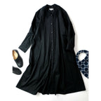 MARGARET HOWELL マーガレットハウエル WASHED COTTON SATIN コットン 綿 100％ 襟 ロング 長袖 シャツ ワンピース 黒 ブラック 2【中古】