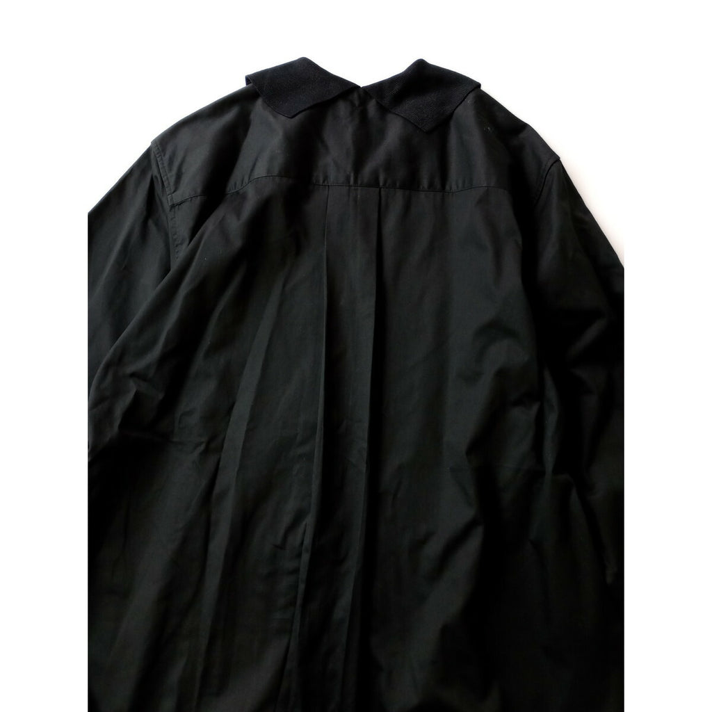 MARGARET HOWELL マーガレットハウエル WASHED COTTON SATIN コットン 綿 100％ 襟 ロング 長袖 シャツ ワンピース 黒 ブラック 2【中古】