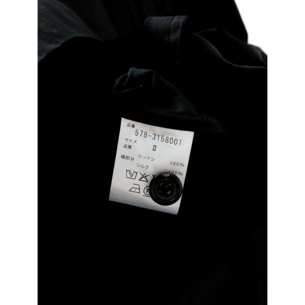 MARGARET HOWELL マーガレットハウエル WASHED COTTON SATIN コットン 綿 100％ 襟 ロング 長袖 シャツ ワンピース 黒 ブラック 2【中古】