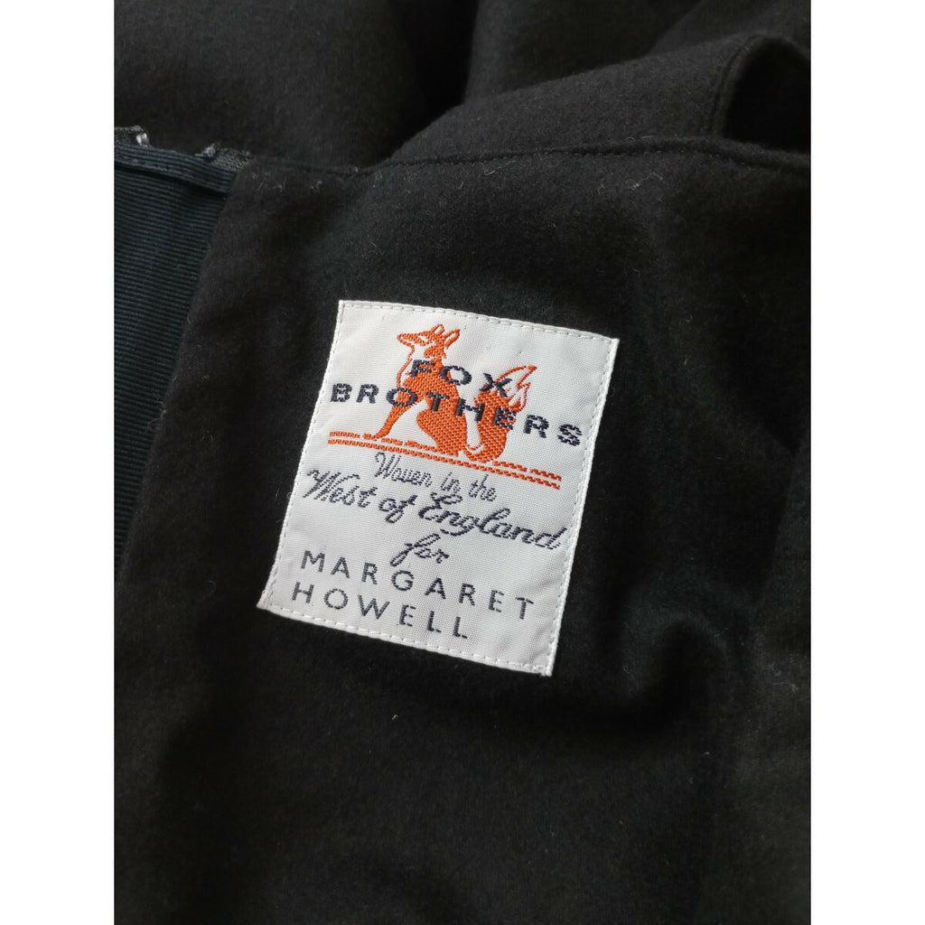 MARGARET HOWELL × FOX BROTHERS マーガレット ハウエル FLANNEL ウール カシミヤ フランネル エプロン ドレス ワンピース 黒 ブラック 2【中古】
