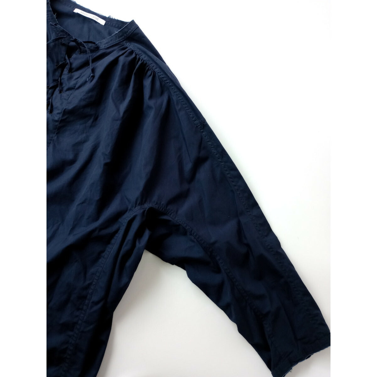24AW HOUSE OF LOTUS ハウス オブ ロータス ピマ コットン 綿 100％ レースアップ ブラウス 長袖 トップス ネイビー M【中古】