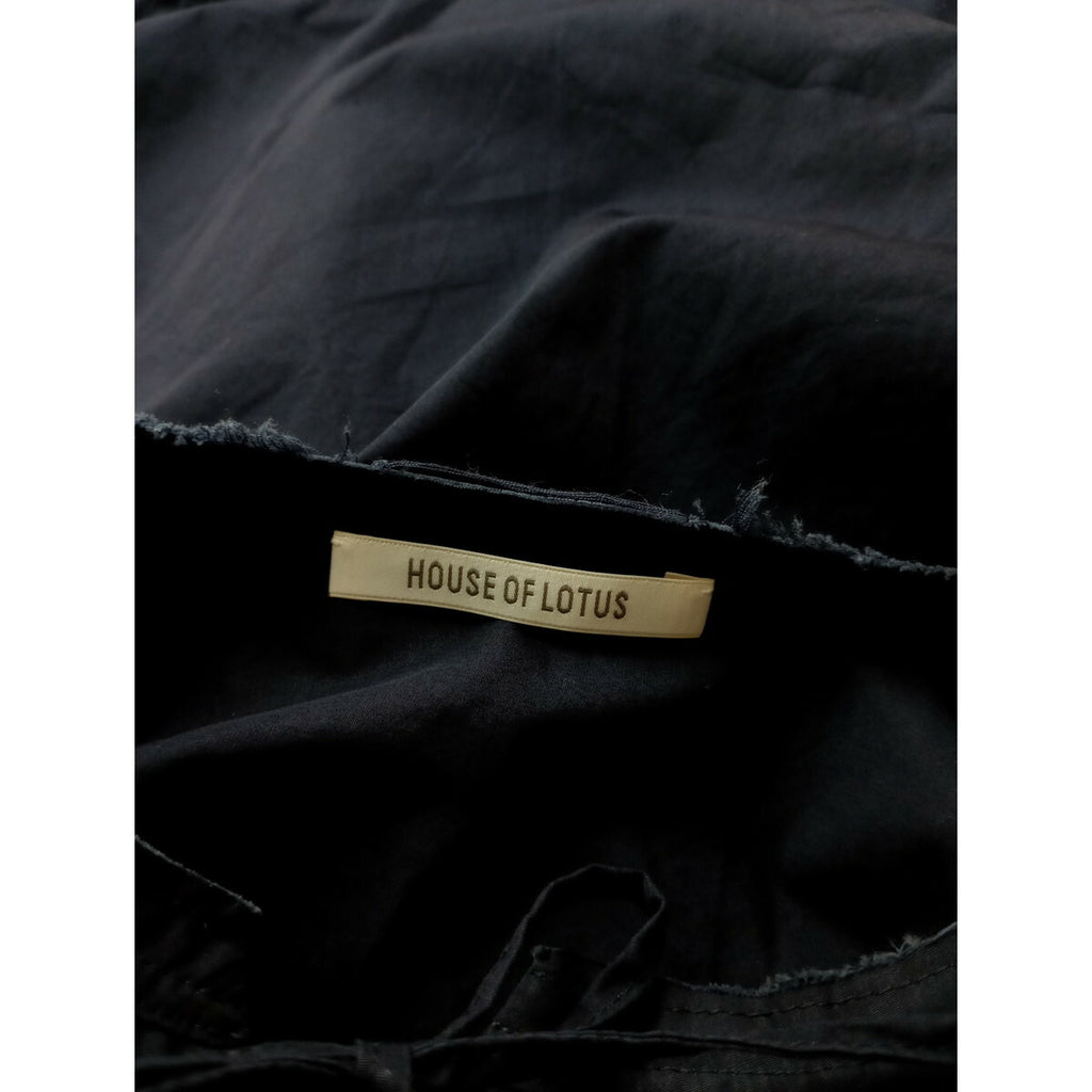 24AW HOUSE OF LOTUS ハウス オブ ロータス ピマ コットン 綿 100％ レースアップ ブラウス 長袖 トップス ネイビー M【中古】