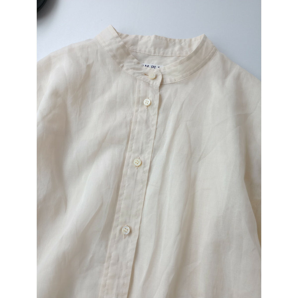 24SS R'IAM PLAGE リアム プラージュ シアーバンドカラーシャツ コットン 綿 100％ 長袖 アイボリー【中古】
