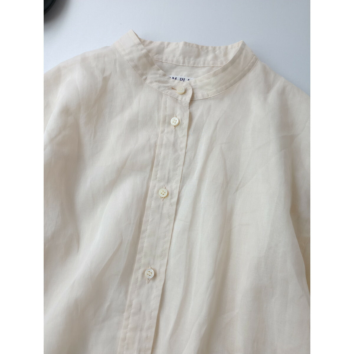 24SS R'IAM PLAGE リアム プラージュ シアーバンドカラーシャツ コットン 綿 100％ 長袖 アイボリー【中古】
