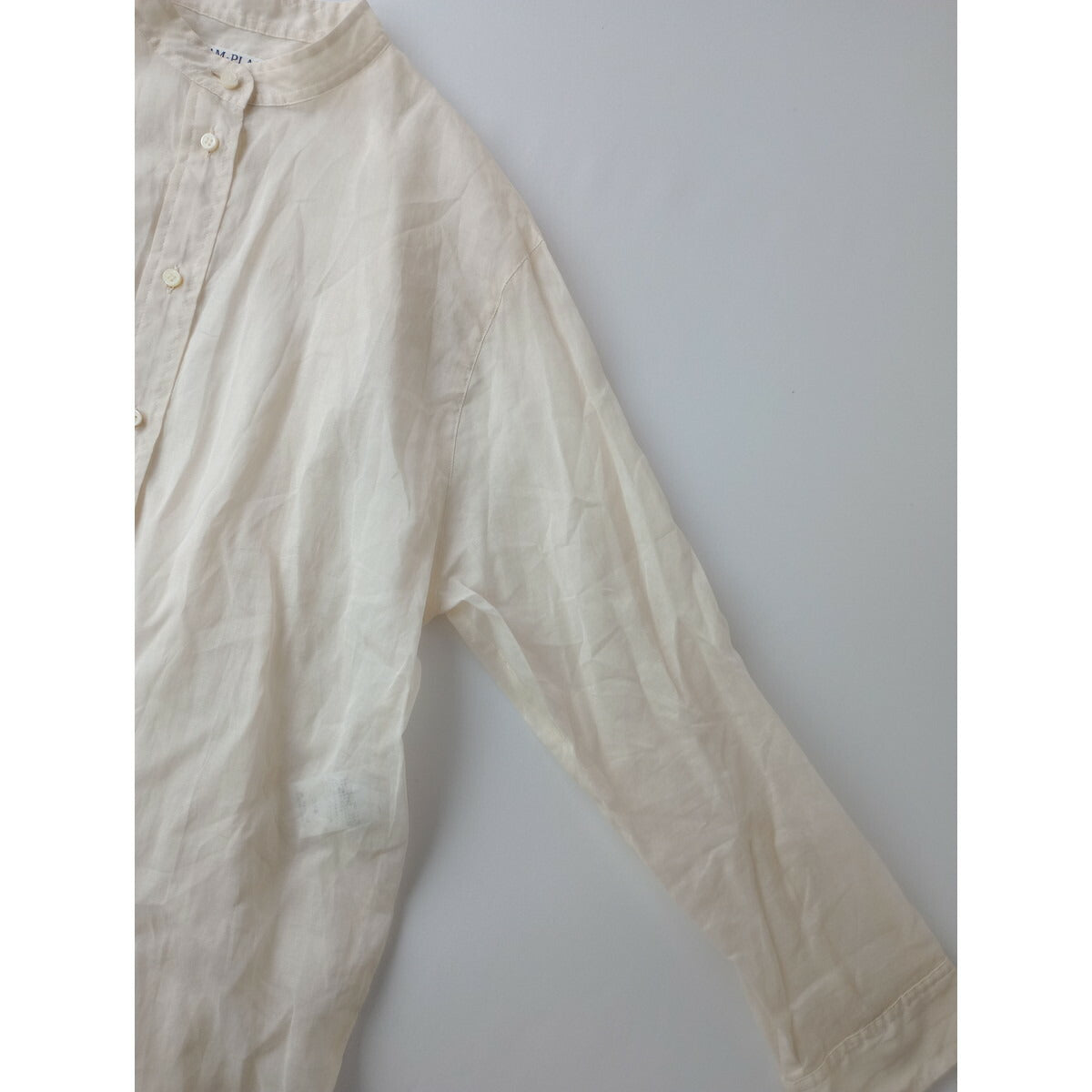 24SS R'IAM PLAGE リアム プラージュ シアーバンドカラーシャツ コットン 綿 100％ 長袖 アイボリー【中古】