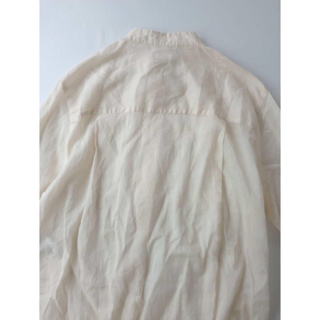 24SS R'IAM PLAGE リアム プラージュ シアーバンドカラーシャツ コットン 綿 100％ 長袖 アイボリー【中古】