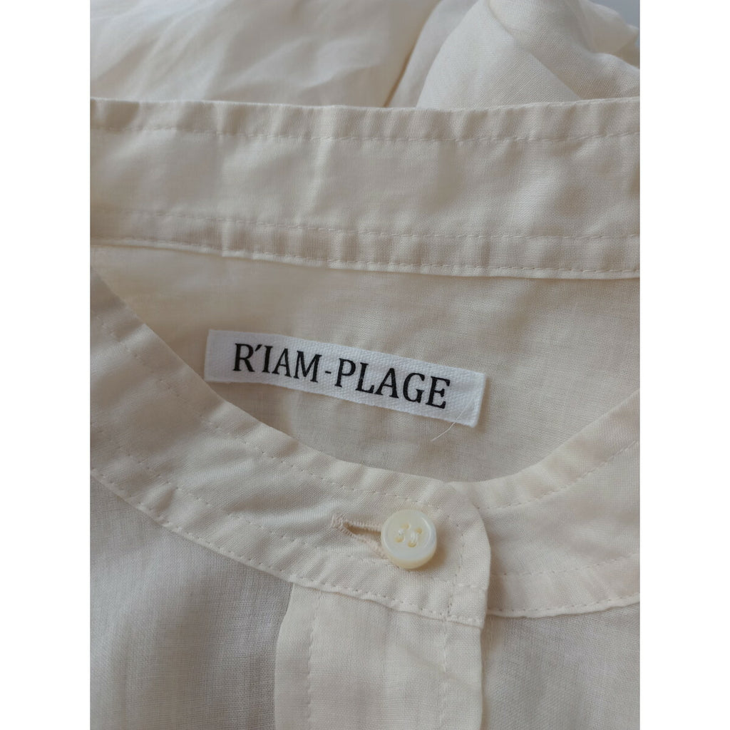 24SS R'IAM PLAGE リアム プラージュ シアーバンドカラーシャツ コットン 綿 100％ 長袖 アイボリー【中古】