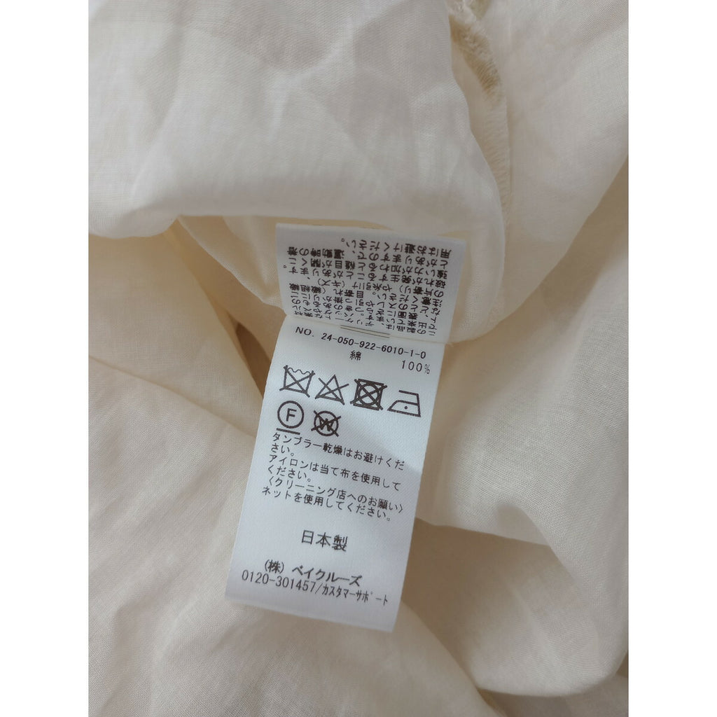 24SS R'IAM PLAGE リアム プラージュ シアーバンドカラーシャツ コットン 綿 100％ 長袖 アイボリー【中古】