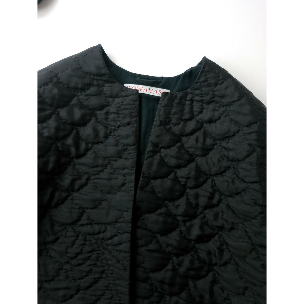 permanent TOWAVASE パーマネント トワヴァーズ シルク 100％ ペイズリー ジャケット 黒 ブラック キルティング キルト【中古】