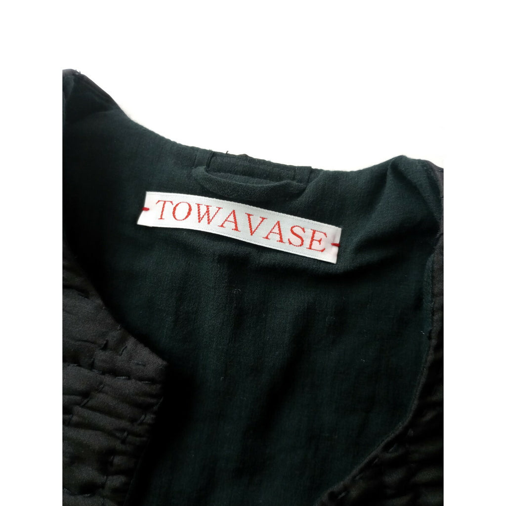 permanent TOWAVASE パーマネント トワヴァーズ シルク 100％ ペイズリー ジャケット 黒 ブラック キルティング キルト【中古】