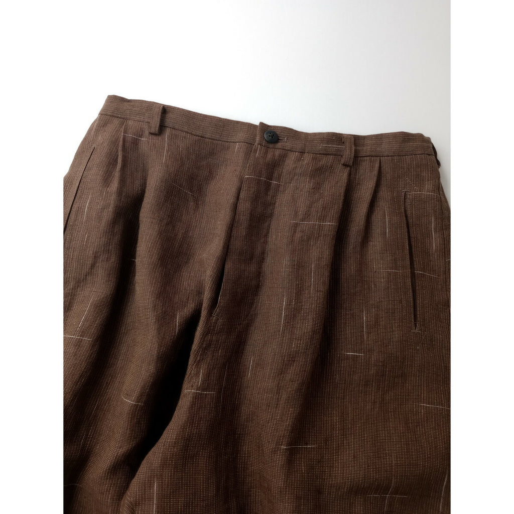25SS susuri ススリ コットン 綿 リネン 麻 トピ パンツ ブラウン 1【中古】