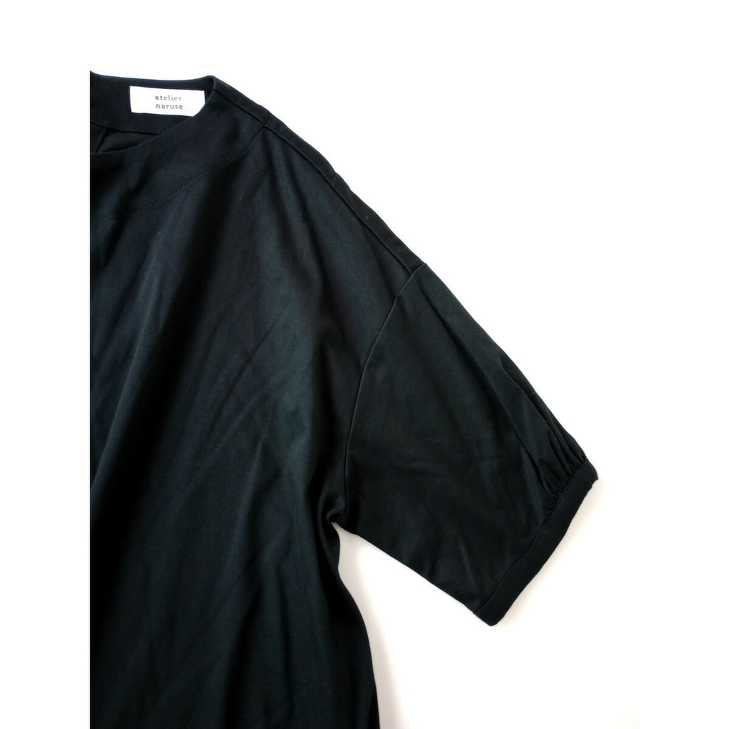 23SS atelier naruse アトリエナルセ コットン 綿 100％ カットソー コクーン 半袖 ワンピース 黒 ブラック【中古】