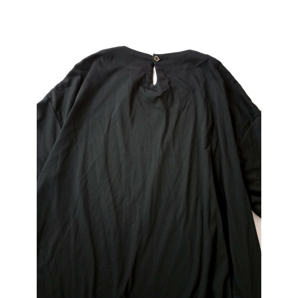 23SS atelier naruse アトリエナルセ コットン 綿 100％ カットソー コクーン 半袖 ワンピース 黒 ブラック【中古】