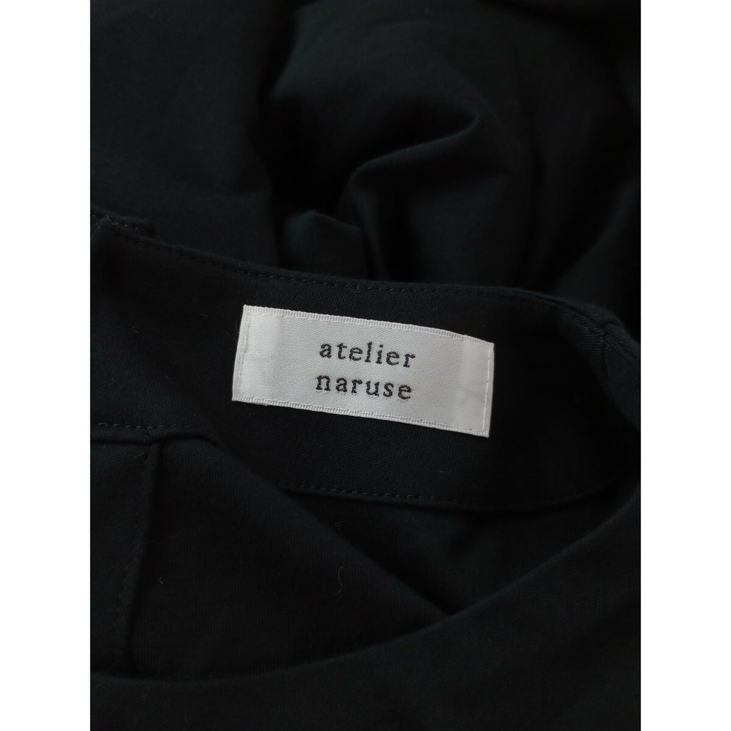 23SS atelier naruse アトリエナルセ コットン 綿 100％ カットソー コクーン 半袖 ワンピース 黒 ブラック【中古】