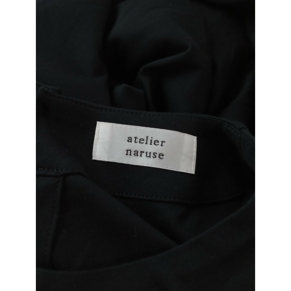 23SS atelier naruse アトリエナルセ コットン 綿 100％ カットソー コクーン 半袖 ワンピース 黒 ブラック【中古】