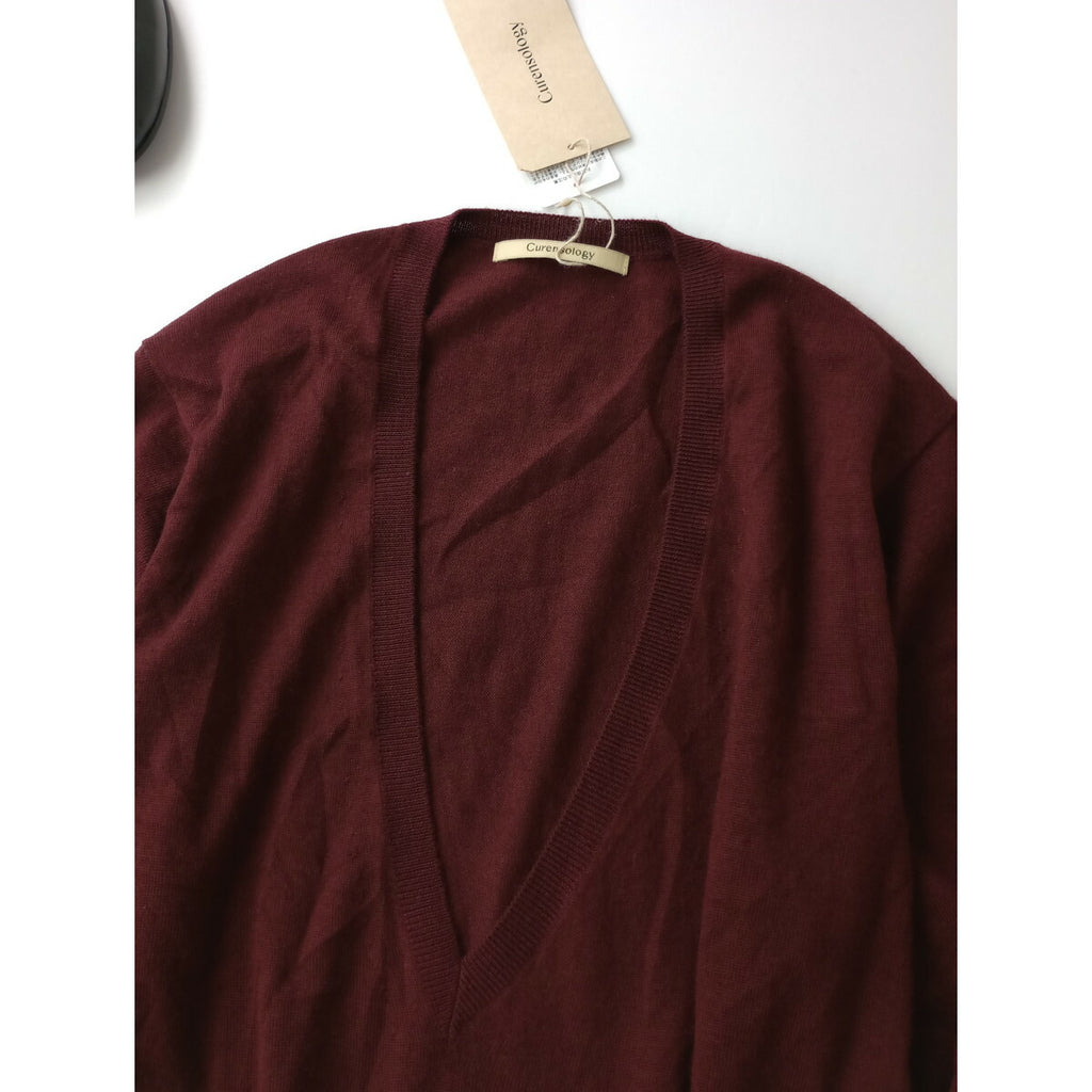 新品 カレンソロジー Curensology Vネック 長袖 ニット トップス ワインレッド