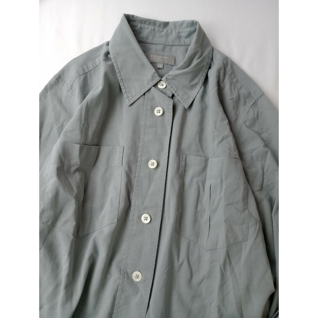 23SS MARGARET HOWELL マーガレットハウエル COTTON VOILE コットン 綿 100％ 長袖 シャツ ライトブルー 1【中古】