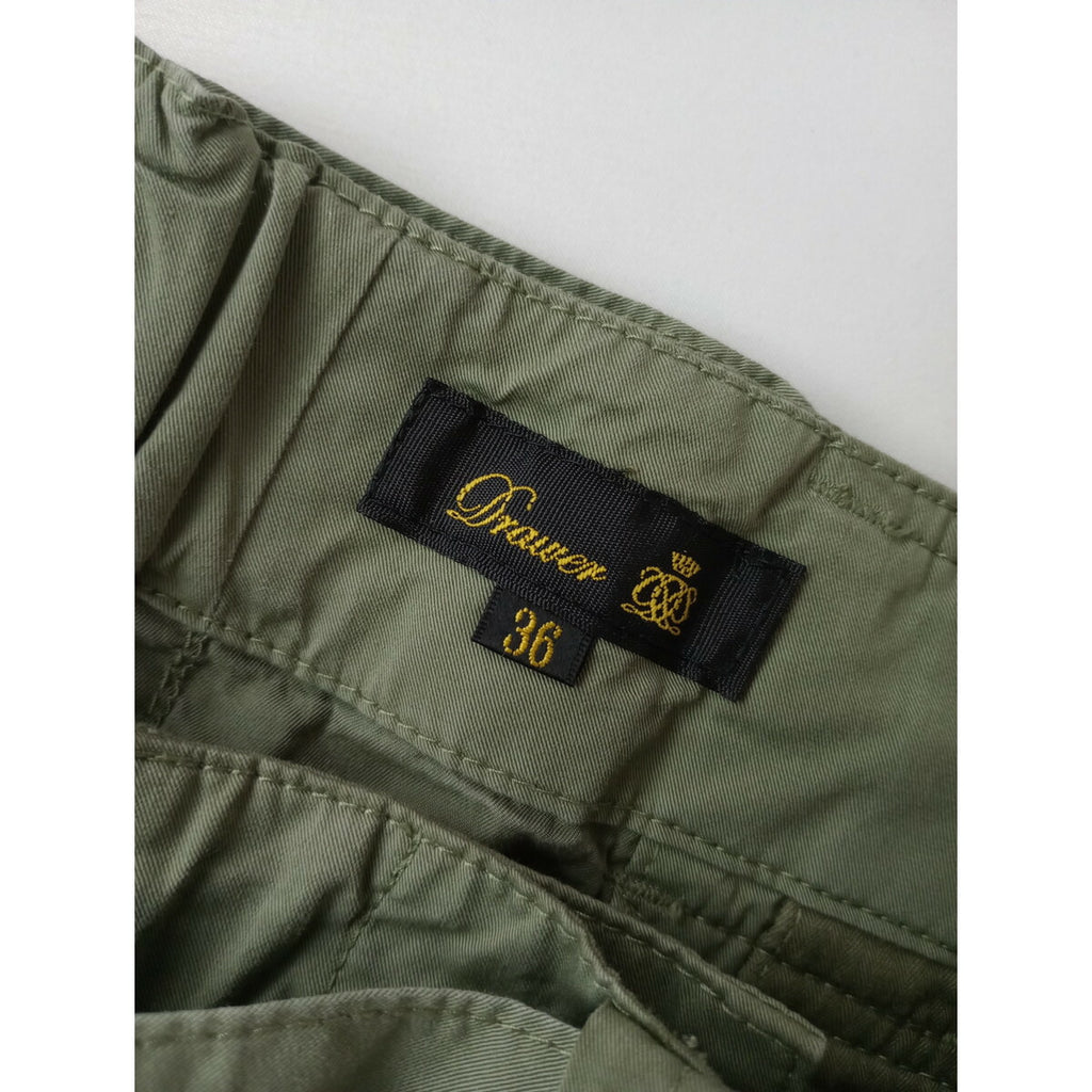 Drawer ドゥロワー シルク ギャバジン ベルト ワイド パンツ カーキ 36【中古】