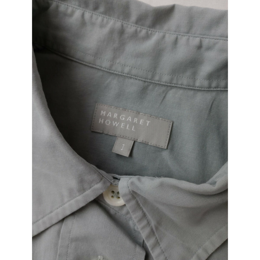 23SS MARGARET HOWELL マーガレットハウエル COTTON VOILE コットン 綿 100％ 長袖 シャツ ライトブルー 1【中古】