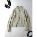 23SS MARGARET HOWELL マーガレットハウエル DENSE LINEN POPLIN 丸襟 ジップアップジャケット ブルゾン リネン 麻 100％ ライトベージュ 2【中古】