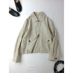 23SS MARGARET HOWELL マーガレットハウエル DENSE LINEN POPLIN 丸襟 ジップアップジャケット ブルゾン リネン 麻 100％ ライトベージュ 2【中古】