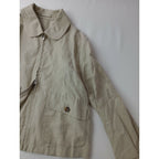 23SS MARGARET HOWELL マーガレットハウエル DENSE LINEN POPLIN 丸襟 ジップアップジャケット ブルゾン リネン 麻 100％ ライトベージュ 2【中古】