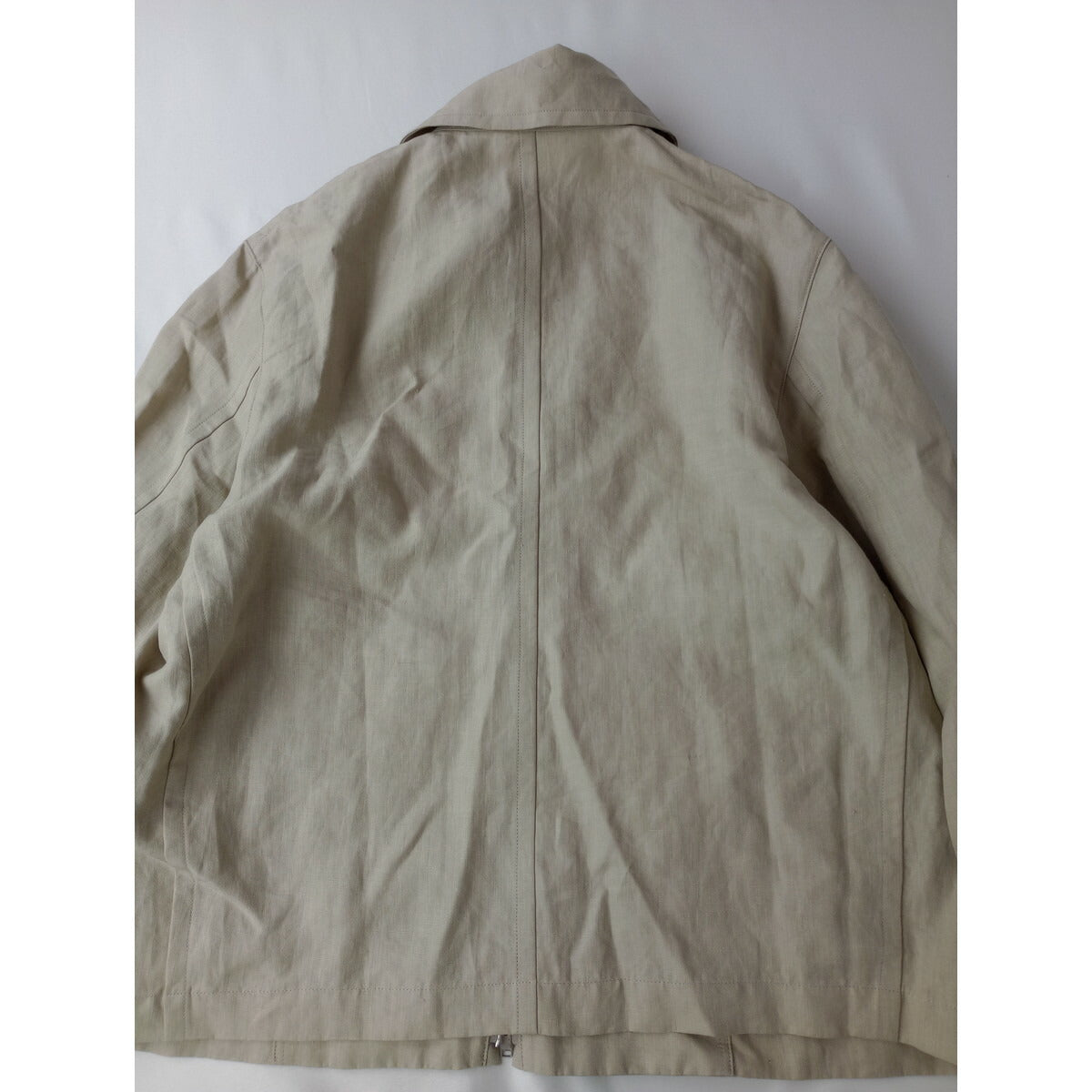 23SS MARGARET HOWELL マーガレットハウエル DENSE LINEN POPLIN 丸襟 ジップアップジャケット ブルゾン リネン 麻 100％ ライトベージュ 2【中古】