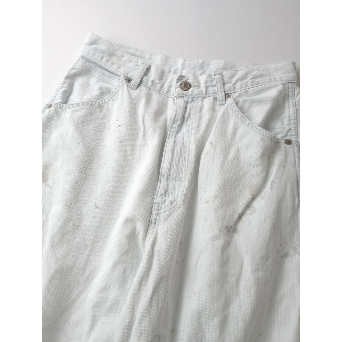 JOHNBULL ジョンブル 【DENIM DELIGHT DAYS】コットン 100％ デニム ストライプ ペインターパンツ ヴィンテージ加工 ライトブルー 白 28【中古】