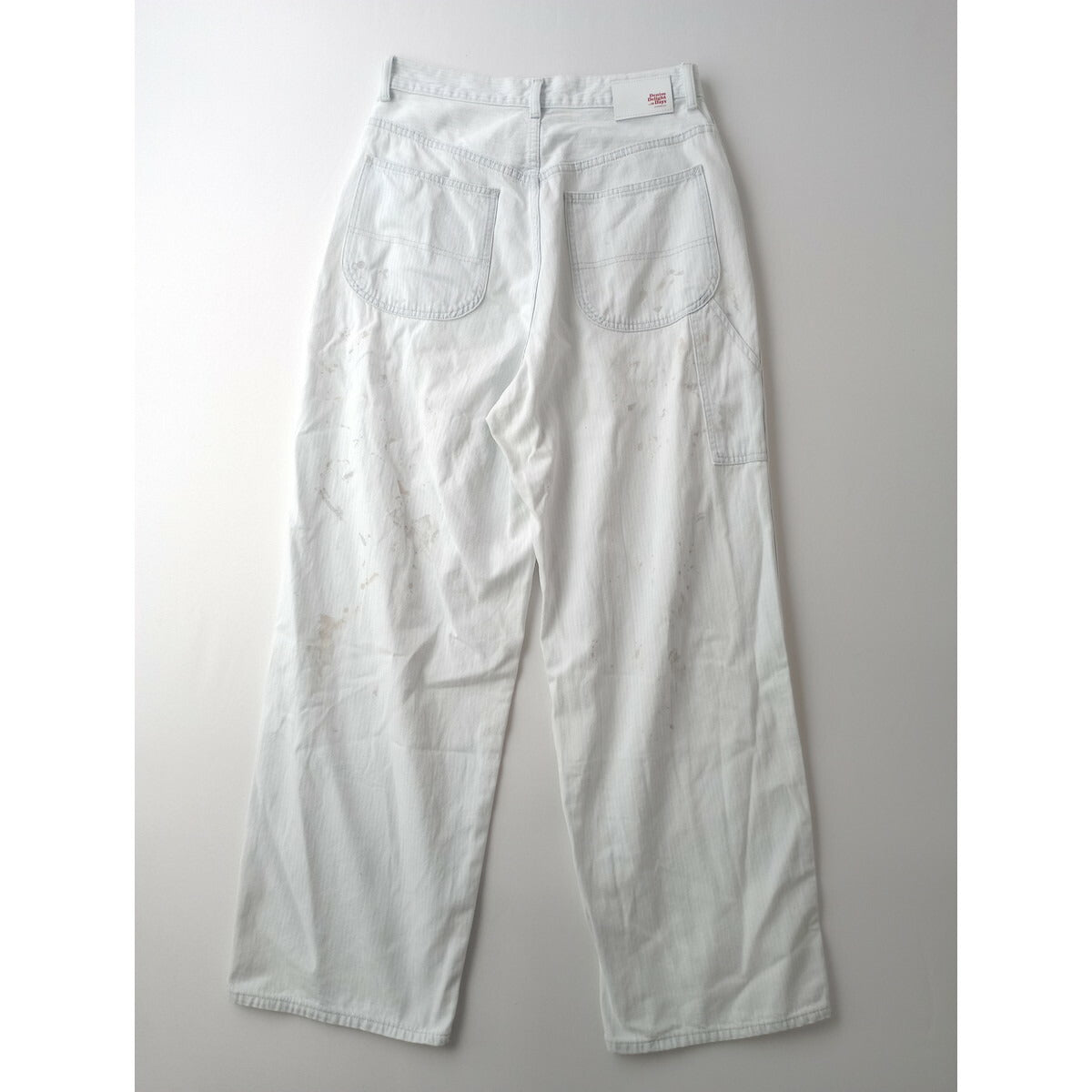 JOHNBULL ジョンブル 【DENIM DELIGHT DAYS】コットン 100％ デニム ストライプ ペインターパンツ ヴィンテージ加工 ライトブルー 白 28【中古】