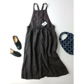 ARMEN アーメン Apron One Piece リネン 麻 100％ ヘリンボーン エプロン ワンピース ジャンパースカート ロング チャコールグレー 0【中古】