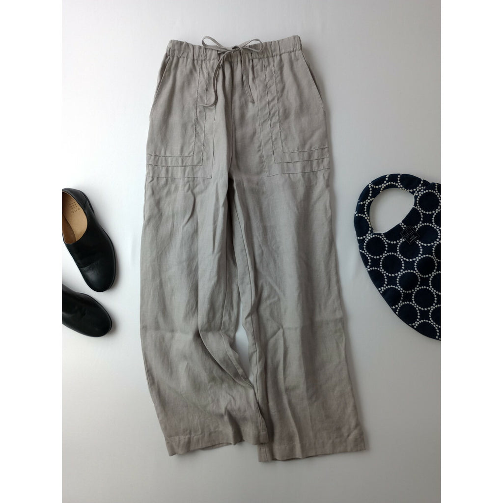 23SS GALERIE VIE ギャルリーヴィー フレンチ リネン イージー セミ ワイド パンツ グレー 32【中古】