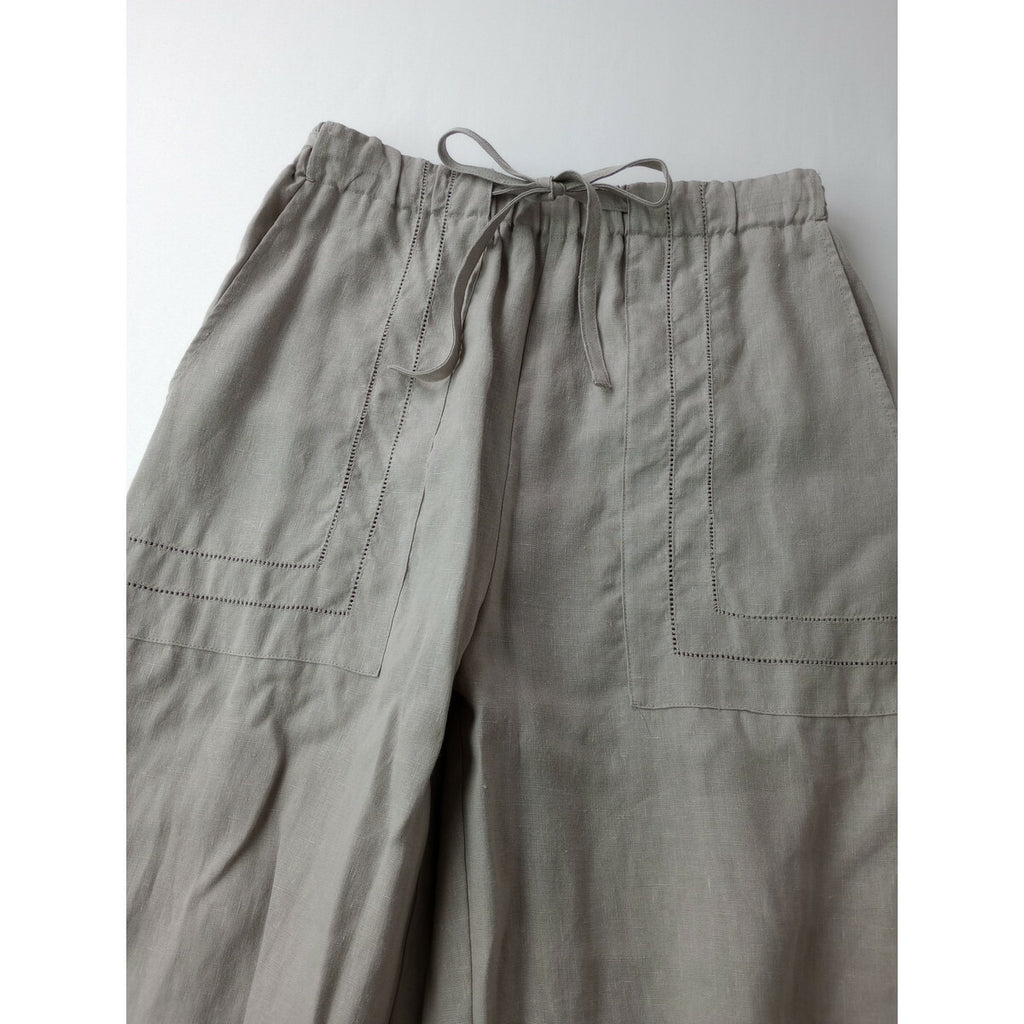 23SS GALERIE VIE ギャルリーヴィー フレンチ リネン イージー セミ ワイド パンツ グレー 32【中古】