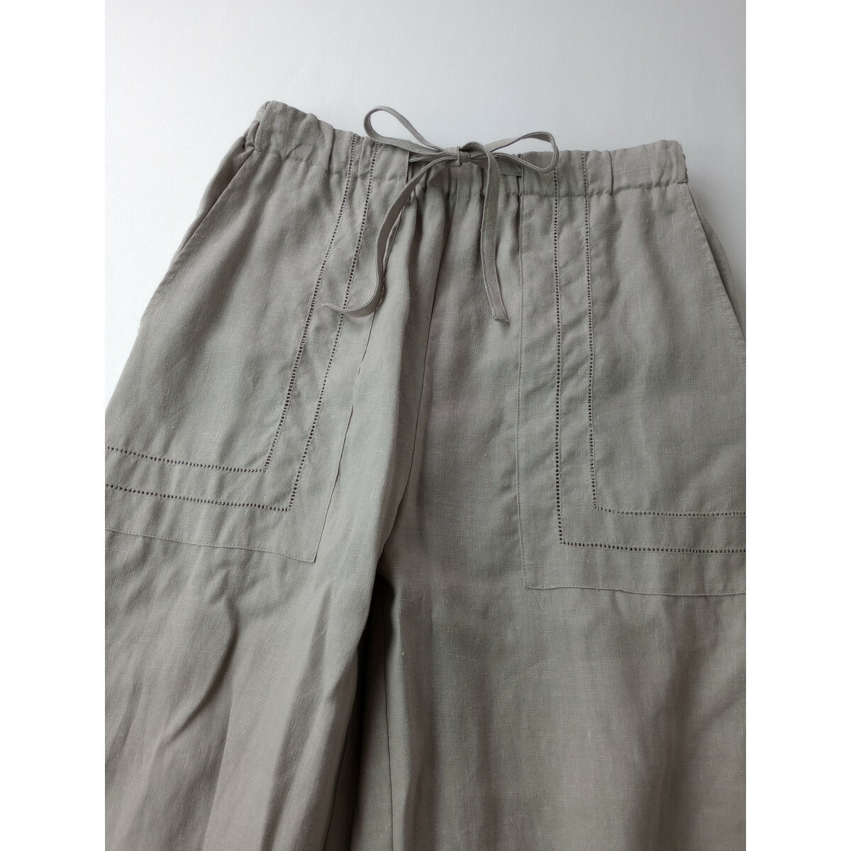 23SS GALERIE VIE ギャルリーヴィー フレンチ リネン イージー セミ ワイド パンツ グレー 32【中古】